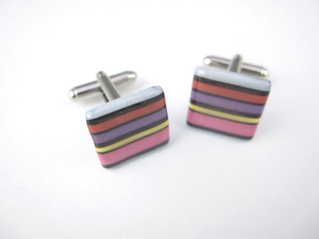 View Stripey minilink cufflinks